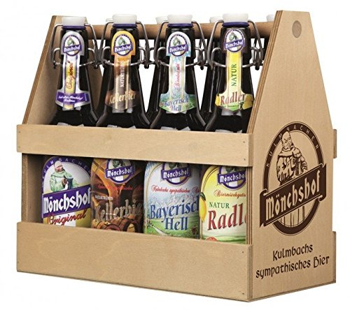 Preisvergleich Produktbild Mönchshof Bierprobe 8x0,5l Bügelflasche in der Holzkiste