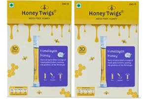 Honey Twigs Himalayan Multiflora Honey, 480gms (60 Single Sachets - 240g x 2 Packs) Grade A Himalayan Honey - Traceable Source Zero Additives Zero Added Sugar Immunity Booster
