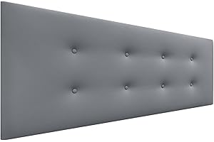 DHOME Cabecero de Polipiel o Tela AQUALINE Pro con 2 hileras de Botones Cabezal tapizado Cama Lujo (Polipiel Gris, 135x50cm (Camas 120/135/140))