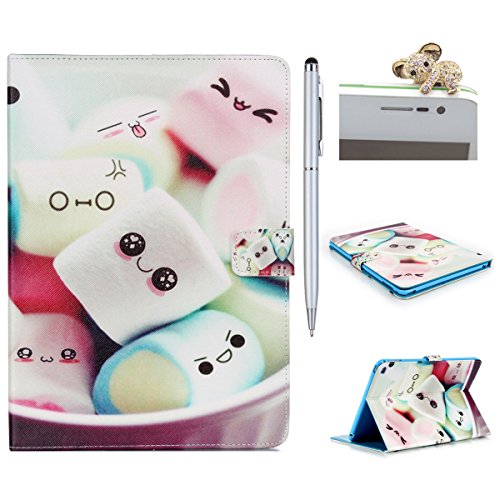 iPad mini 4 Handyhülle - Felfy Slim Full Body Cute Cartoon Sweet Candy Funny Eyes Muster PU Case Cover Etui Schutz Hülle Tasche für Apple iPad mini 4 + 1x Koala Anti Stöpsel + 1x Silber Stylus