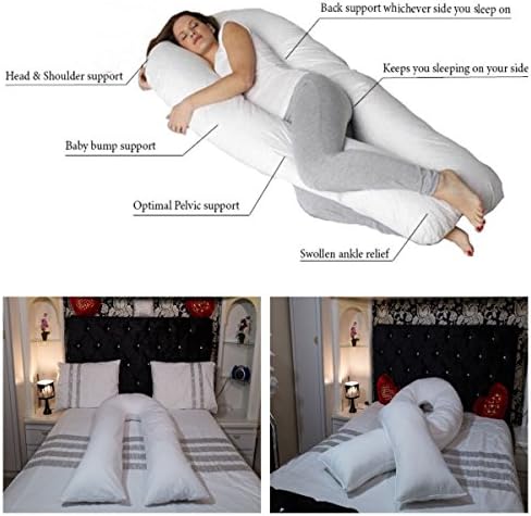U-Shape Maternity Pillow- Pregnancy Pain Relief Full Body Support Holllow Fibre Filled Pillow/Anti-Allergenic Ulitmate Comfort and Support Luxurious Nursing Pillow of Size 12 ft (12 ft U Pillow Case)