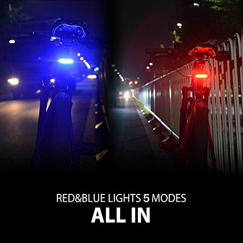 Fahrrad Rücklicht, ThorFire Ultra Hell LED Fahrradlicht Fahrradbeleuchtung Fahrradlampe USB Aufladbar Fahrradrücklicht Fahrradhelme Lichter mit 5 Licht Modi Rot Blau - 7