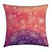 Produktbild FAFANIQ Mandala Throw Pillow Cushion Cover, Sacred Universe Tribal Ethnic Henna on Bokeh Background Folk Motif, Decorative Square Accent Pillow Case, 18 X 18 Inches, Dark Coral Purple Indigo