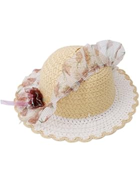 HENGSONG Bambini Estate Pizzo Fiore Paglia Cappelli Cappelli Del Sole Cappelli Della Spiaggia (Beige)