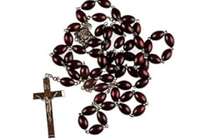 Rosary Brown Wood Extra Large Bead. Wooden Wood Crucifix. Only from St Joseph's Catholic Giftshop on Amazon