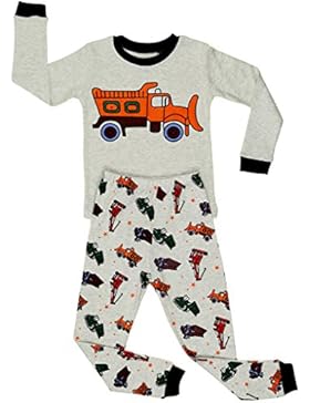 Elowel Kinder Jungen 6 M-8 Jahre Zweiteilger Schlafanzug Sandwagen 100% Baumwolle