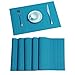 Produktbild Pauwer Platzset 6er set Rutschfest Abwaschbar Tischset PVC Abgrifffeste Hitzebeständig Platzdeckchen für Zuhause Restaurant Speisetisch,Blue, 6er-Set