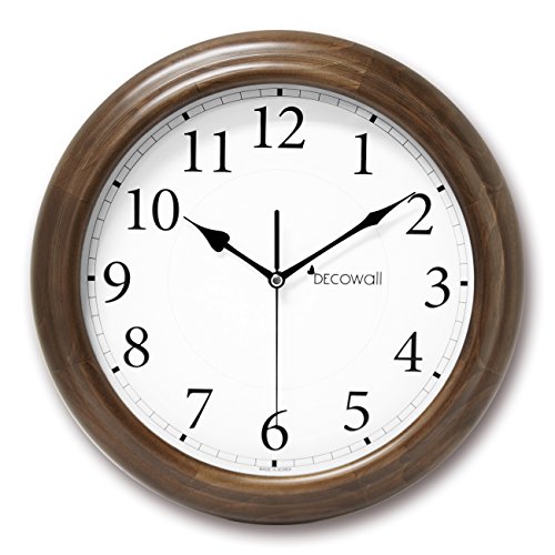 Decowall DSH-W32BS Nicht Tickende Stille Holz Wanduhr Modern für Wohnzimmer Küche Büro (Braun, 32cm)
