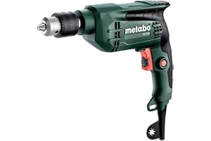 metabo BE 650 borrmaskin, 650 W elektrisk borr med tandkranschuck | 650 W motor, 13 mm stålhål, 30 mm träborrning, Vario-elektronik, höger/vänsterstyrning, inkl. borrchucknyckel