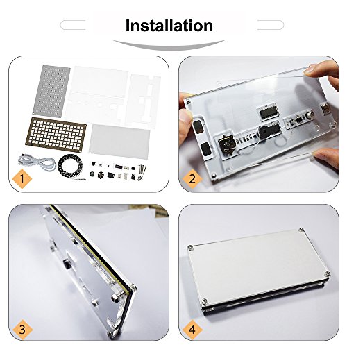 Anself DIY LED Digitaluhr Kit Dot Matrix Uhr mit Touch-Control Temperaturanzeige Datum Zeit - 3
