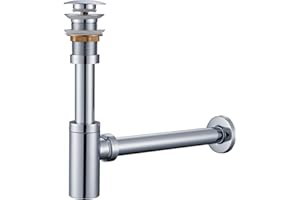 Ulytid Sifón con Accesorio de Desagüe, Accesorio de Desagüe Emergente sin Rebosadero, Universal Para Fregadero y Lavabo, Sifón de Acero Inoxidable Regulable en Altura, Resistente a Los Olores, Cromado
