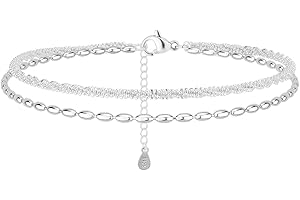 QEQSHQO Tobillera Mujer Plata de Ley 925, Delicada y Resistente al Agua, Ajustable, Tobillera de Plata para Playa y Uso Diario