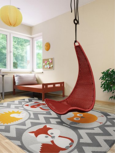 benuta Kid's Rug Forest Friends Red 80x150 cm - Quality label GuT - 100% Polypropylene - Animal Design - Machine woven - Children's room