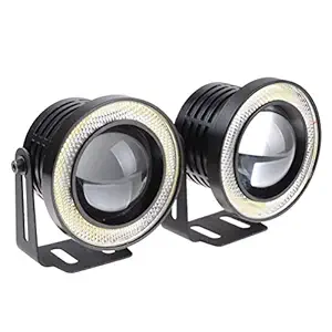 Aorna High Power LED Fog Light Projector Cob with Angel Eye Ring for Cars (Multicolor), Set of 2