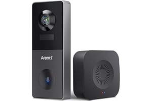 ARENTI 2K Timbre inalámbrico para Exteriores con Tarjeta SD de 32GB, Resistente a la Intemperie IP65, detección de Movimiento, visión Nocturna, Audio bidireccional, Funciona con Alexa y Google