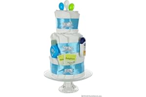 Windeltorte Junge blau - Geschenk zur Geburt,Taufe und Babyparty - Einzigartige Windeltorten von dubistda