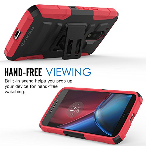 MoKo Moto G4   G4 Plus Funda - Cubierta Superior Resistente con Pata de cabra    ltimo Protecci  n de Caiga y Absorbente de impactos para Motorola Moto G 4th Generaci  n   G4 Plus 5 5 Pulgadas 2016  Rojo