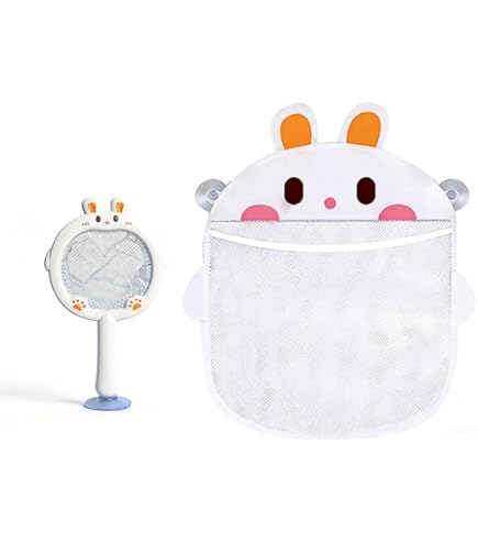 Set Da 2 Borse Porta Giocattoli Da Bagno In Rete – Sacchetti Aspiranti Per Doccia Con Ventose – Organizer Per Giocattoli E Prodotti Da Toilette (Blu E Rosa) - 3