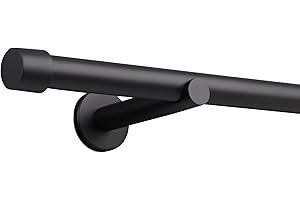 Deco-Raum Gardinenstange auf Maß 25mm Wandträger Style Endstück Cap schwarz-matt nach Maß gefertigt, ohne Ringe 140 cm