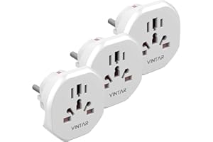VINTAR 3PC Adaptador de Viaje Universal para España, Enchufe Adaptador de Seguridad para Reino Unido, EE. UU., China, Italia, Suiza, Enchufe de Viaje Compacto Blanco