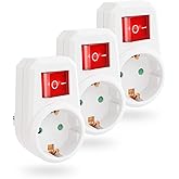 greate 3x Schaltbare Steckdose mit Schalter 1fach - Schuko Steckdosenschalter 2 polig, Zwischenstecker mit Schalter, Stecker 