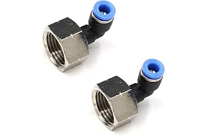 CEKER Lot de 2 raccords femelles coudés 1/2 NPT 6 mm de diamètre extérieur x 1,27 cm NPT 90 degrés pour compagnies aériennes raccords à verrouillage rapide raccords de tuyau d'air pneumatiques à pousser