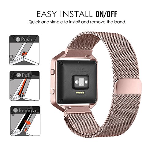 Fitbit Blaze Frame + Armband (6,7-8,1 Zoll) , mit Einzigartige Magnet-Verschluss, PUGO TOP Replacement Wrist Band Uhrenarmband fur Fitbit Fitness Uhr Blaze - 4