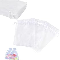 50 Sacchetti In Organza 10x15 Cm Bianchi | Con Cordino | Per Matrimoni, Bomboniere, Gioielli - Foto 9