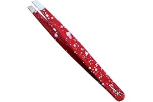 Kimex London Professional Eyebrow Tweezers - Stainless Steel Tweezers for Precise Grooming of Eyebrows & Ingrown Hair - for Men & Women (Red)