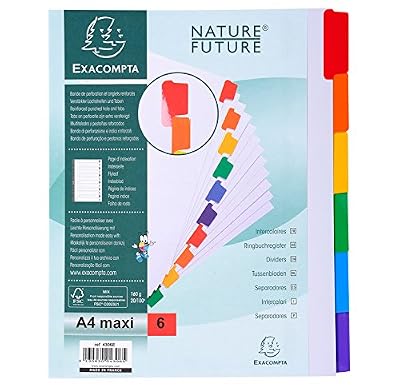 EXACOMPTA Lot de 3 Jeux intercalaire 6 Positions A4 Maxi Carte blanche 160g Onglets renforcés