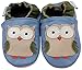 MiniFeet Soft Leather Baby Shoes, Blue Owl 2-3 Years