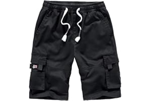 TREER-SHOP Pantalones Cortos Hombre Deporte, Treer 100% Algodón Casuales Holgados Cortos Vendimia Verano Cargo al Aire Libre Talla Grande Cortos de Trabajo con Bolsillos múltiples