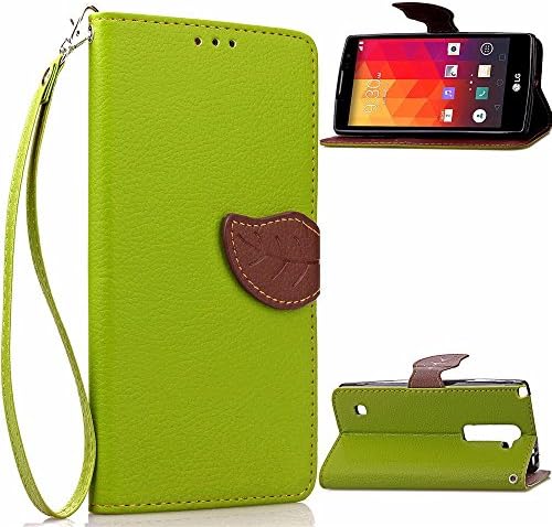 MOONCASE LG Magna Case [Leaves Magnetic] Premium PU Leather Case for LG G4c / LG G4 Mini / LG Volt 2 / LG Magna Wallet Pouch Flip Bracket TPU Cover Green