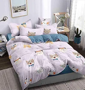 Furnistitchs Cartoon Print Bedsheets for Kids Queen Size 90 