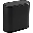 X spring Kitchen Trash Bin, 10 Liter Plastic Trash Can with Press Top Lid, Removable Liner Bucket, Black Modern Waste Basket Thin Trash Cans for Bathroom, Kitchen, Living Room, Office (Black)