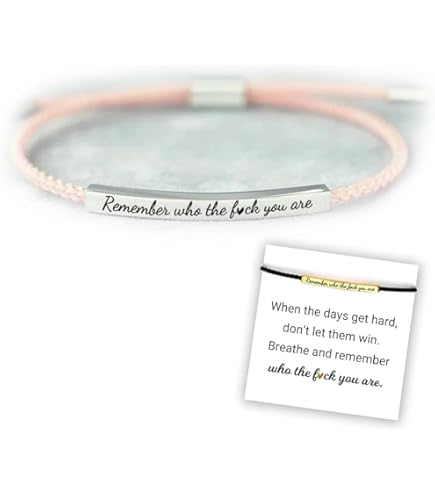 Remember Who The F You Are Motivational Tube Bracelet, Adjustable Hand Braided Wrap Tube Bracelet, Inspirational Bracelets Jewelry Gifts for Women Girls Best Friend Teen (Blue-Rose Gold