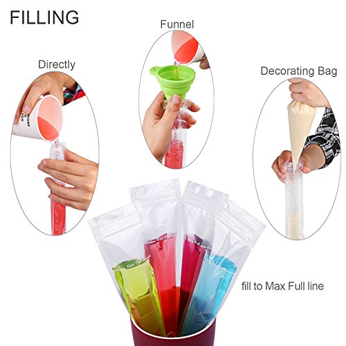 Tagvo 30 Packung Eis-Pop-Form, gesunde hausgemachte Snack, Gefrierschrank Pop, Gogurt, Eis-Süßigkeit, BPA frei und FDA genehmigt Popsicle Maker mit Ziplock (30 Pack Set) - 4