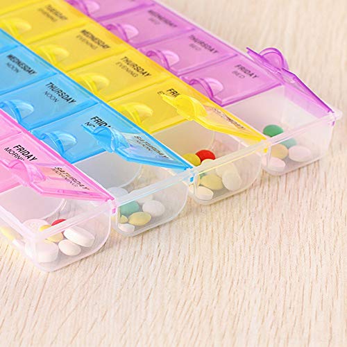 Printme Pill Medicine Storage Box Organizer Weekly 4 Times a Day (Morning + Afternoon + Evening + Night) Planner to Take Your Pills on Time for Elders, While Traveling, Adults, Kids(Single Box) RS.130.00