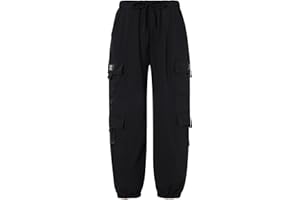 Loveternal Girls Boys Cargo Trousers Kids Elastic Waist Trekking Camping Jogging Pants with 4 Pockets Outdoor Travel Leisure Stretch Fit 9-14 Years