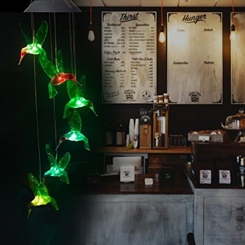 Solar Powered Wind Chimes,Suniness LED Solar Mobile Wind Chime,Color-Changing Waterproof LED Hanging Lamp Wind Chime for Outdoor Indoor Gardening Lighting Decoration Home (Hummingbird)