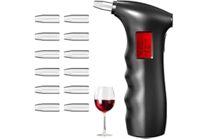 WISCLASS Alkotester, Professioneller Digitaler Promilletester, Polizeigenauer Alkoholtester mit 12 Mundstücken, Alkoholmessgeräte Promilletester mit Blu-Ray LCD Bildschirm und Halbleiter Sensorik