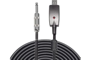 LoongGate USB a 6,35 mm 1/4 "Mono maschio chitarra elettrica cavo - Studio Audio cavo connettore cavi adattatore per strumenti di registrazione (3 metri / 9,8ft)