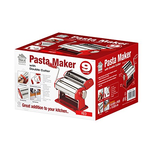 Sentik 3 in 1 Edelstahl Pasta Lasagne Spaghetti Tagliatelle Maker Maschine Cutter rot - 5