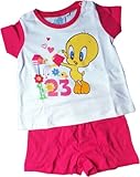 baby looney tunes brave little tweety T-Shirt und Shorty Warner Brothers Looney Toons Zweiteiler/Pyjama / Schlafanzug/T-Shirt und Shorty - Tweety und das Blumen 1-2-3 - Pink/Mehrfarbig