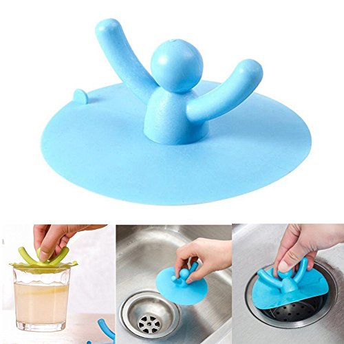 tankerstreet Badewanne Abfluss Stöpsel Dusche Badewanne, Badezimmer Badewanne Dusche Waschbecken Ablaufstopfen auf, Stop Blätter, Waschbecken Badewanne Drain Stopper Gummi Silikon, Dusche Abdeckung für Ablauf Bad Küche Waschraum Badezimmer (blau)