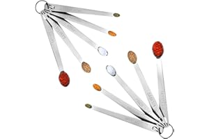 CLVEDU 10 Pcs Teaspoon Measuring Spoons, 2 Pack 1/4 tsp, 1/8 tsp, 1/16 tsp, 1/32 tsp, 1/64 tsp Metal Measuring Spoons Set, Stainless Steel Cooking Baking Tiny Measuring Spoon for Powders, Spices, Salt