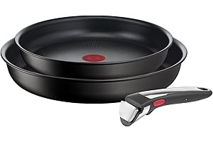 Tefal Ingenio Unlimited On Lot de 3 pièces, Poêles 22/26 cm + 1 poignée amovible, Induction, Empilable, Revêtement antiadhési