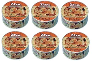 HELLENIKOS 6x dicke weiße Bohnen in Tomatensoße aus Griechenland 6 Dosen Riesenbohnen weiße Butterbohnen in Tomatensauce Zanae + gratis Probiersachet Olivenöl 10 ml aus Kreta