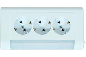 LATRANS 3-krotne natynkowe gniazdko z zestykiem ochronnym, natynkowe, 3 gniazda wtykowe, 4 W, światło LED z przełącznikiem CE (3-krotne z LED)