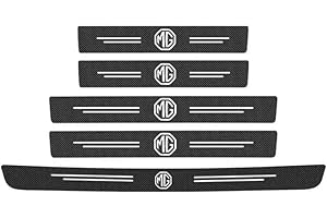 SANSHAOS 5 Pezzi Fibra di Carbonio Battitacco Auto Sticker per MG ZS EV 2019-2024, Battitacco Adesivi Soglie Porte Protezione Esterna Del Battiscopa Del Davanzale Della Porta